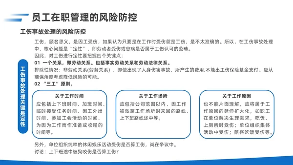 简约蓝色实拍风企业用工风险防范企业员工PPT课件