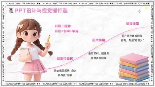 粉色卡通风大学生班委竞选演讲PPT模板