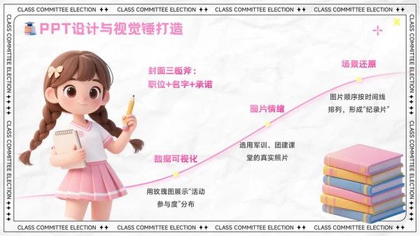 粉色卡通风大学生班委竞选演讲PPT模板