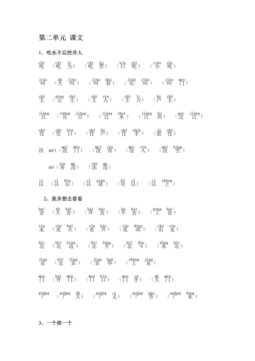 2018新部编版小学一年级下册语文生字组词(含拼音版).docx