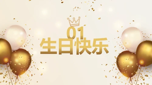 金色生日快乐生日派对纪念册电子相册动态PPT