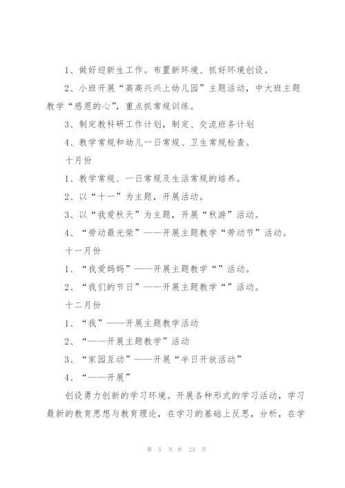 幼儿教师工作计划模板集锦九篇.docx