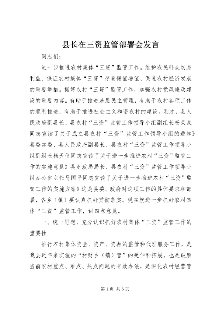 6县长在三资监管部署会讲话.docx