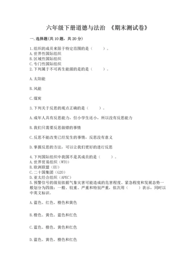 六年级下册道德与法治 《期末测试卷》及答案【网校专用】.docx