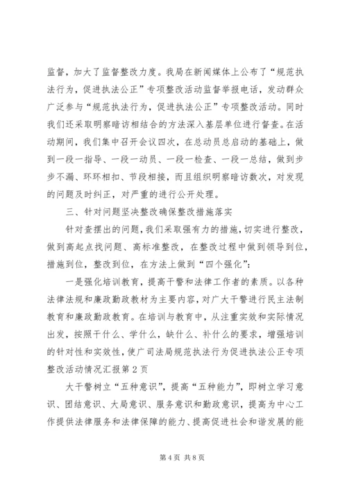 司法局规范执法行为促进执法公正专项整改活动情况汇报.docx