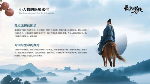 蓝色国风《长安的荔枝》读书分享PPT模板