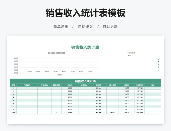 销售收入统计表模板