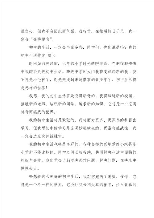 我的初中生活作文汇编四篇