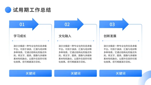 蓝色简约风转正述职报告PPT模板