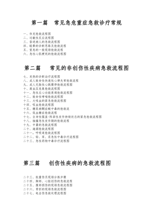 常见急救病人抢救流程图大全