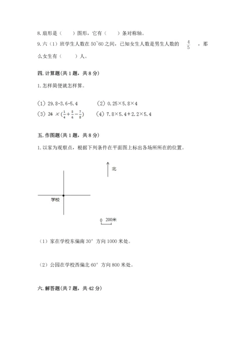 小学数学六年级上册期末测试卷带答案（最新）.docx