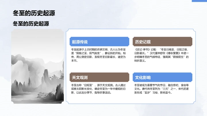 二十四节气冬至PPT模板