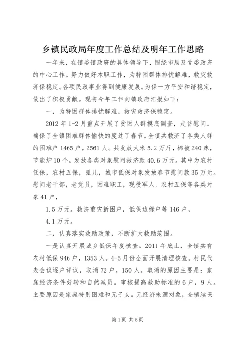 乡镇民政局年度工作总结及明年工作思路.docx