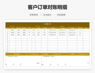客户订单对账明细