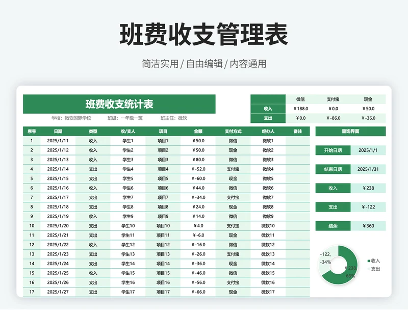 班费收支台账