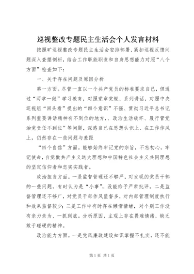 巡视整改专题民主生活会个人发言材料.docx