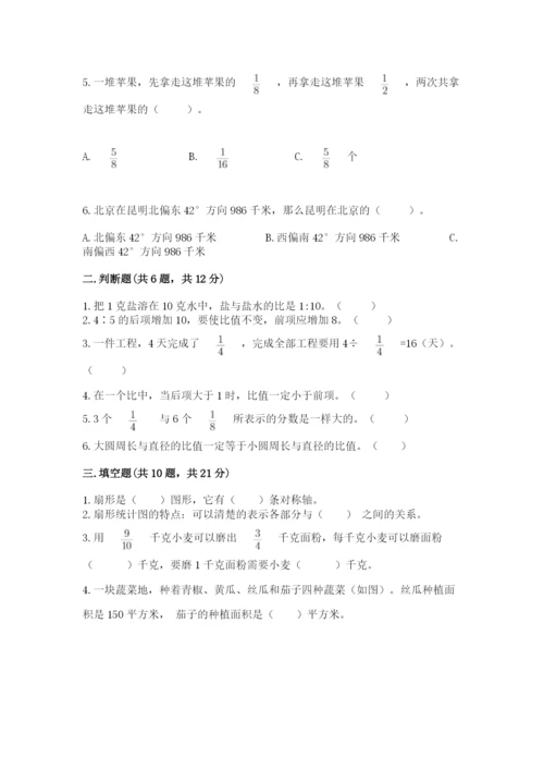 2022人教版六年级上册数学期末测试卷（精华版）.docx