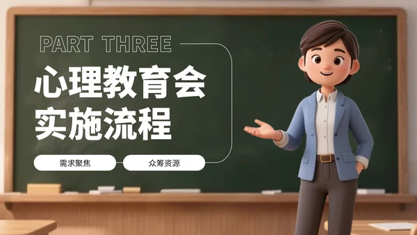 绿色卡通学生心理辅导教育会PPT