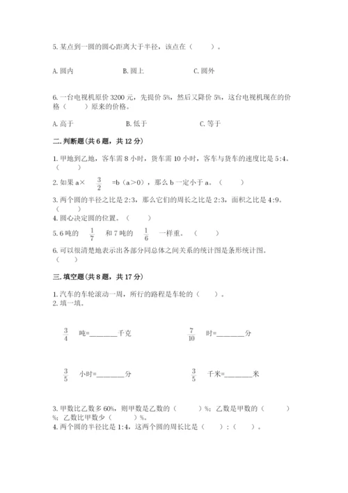 人教版小学六年级上册数学期末测试卷附下载答案.docx