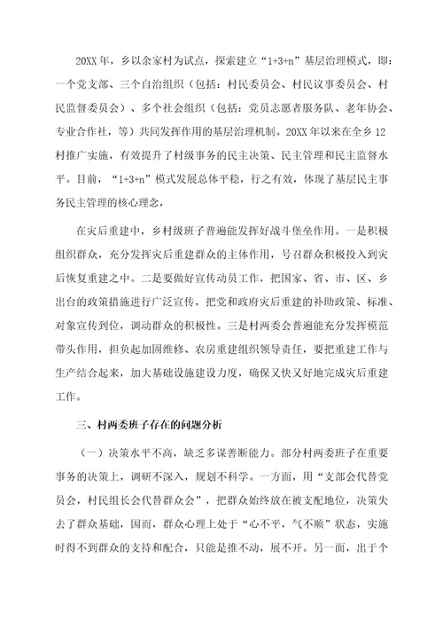 村级运行情况的工作总结