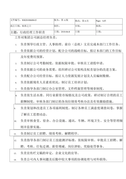 集团公司行政部各岗位工作职责大全.docx