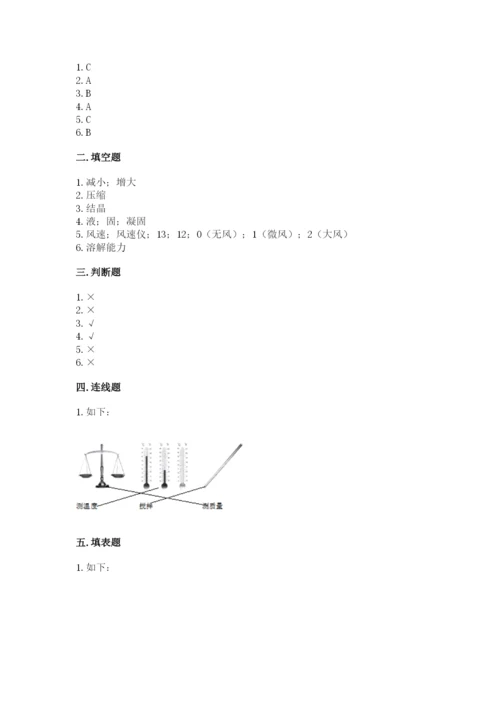 教科版小学三年级上册科学期末测试卷附参考答案（满分必刷）.docx