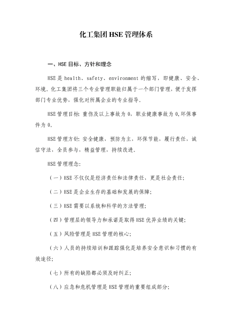 化工公司集团HSE管理体系.docx