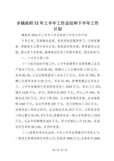 乡镇政府某年上半年工作总结和下半年工作计划.docx