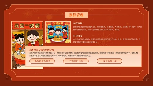 深红色喜庆元旦迎新年活动策划PPT模板