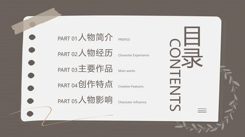 棕色简约列夫托尔斯泰名人介绍PPT模板宣传PPT动态PPT人物介绍
