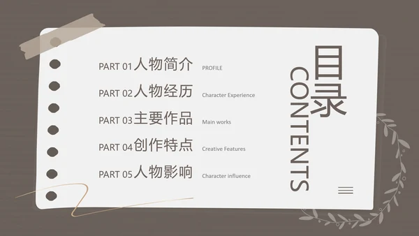 棕色简约列夫托尔斯泰名人介绍PPT模板宣传PPT动态PPT人物介绍