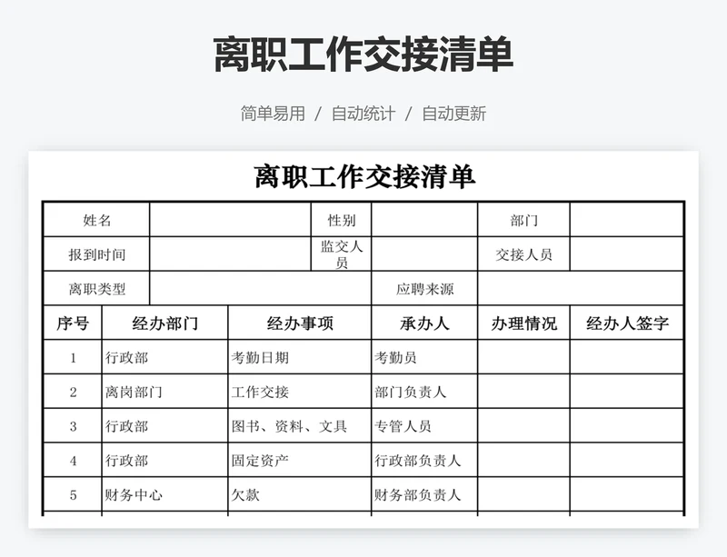 离职工作交接清单
