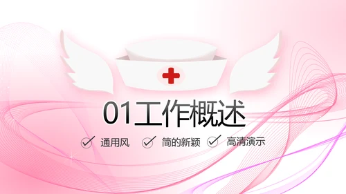 粉色唯美护士护理工作总结动态PPT