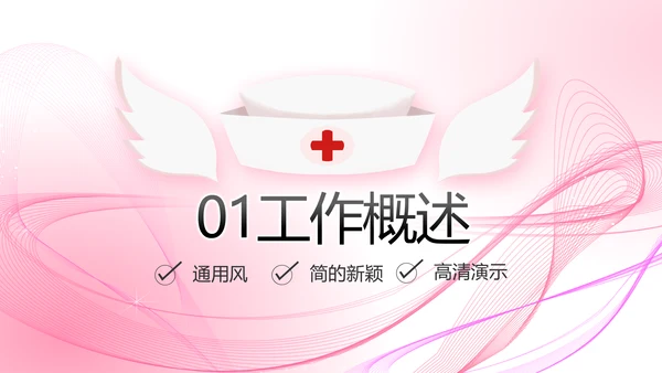 粉色唯美护士护理工作总结动态PPT