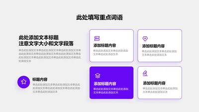 关系页-紫色商务风4项圆角矩形矩阵图