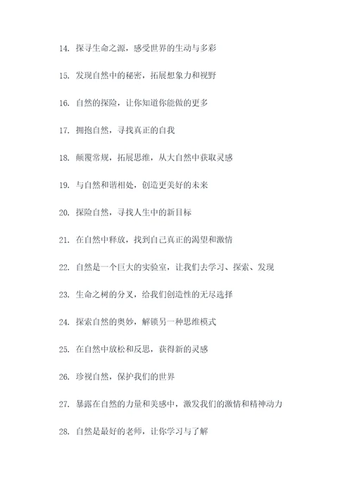 自然探索课程宣传标语大全