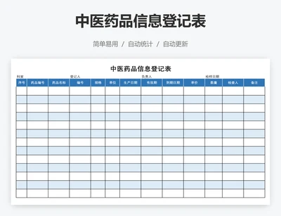 中医药品信息登记表