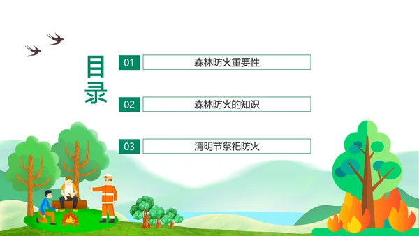 平安清明森林防火知识班会通用PPT模板