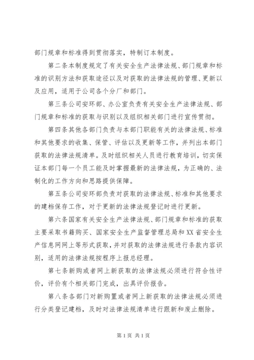 01安全生产法律法规识别获取管理制度.docx