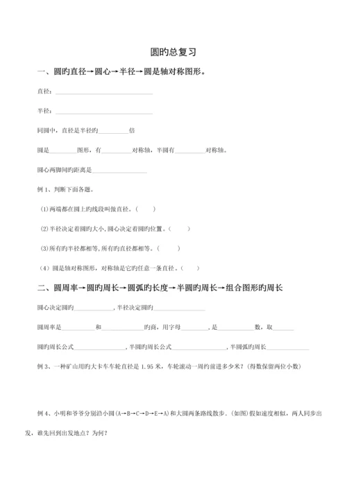 2023年六年级圆的知识点复习汇总.docx