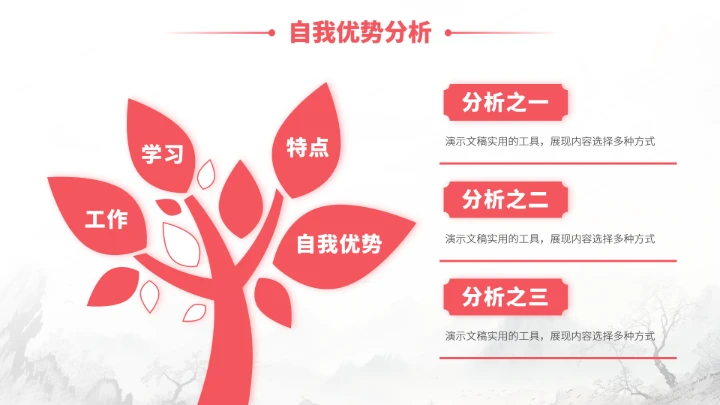 红色中国风大学生职业生涯规划PPT模板