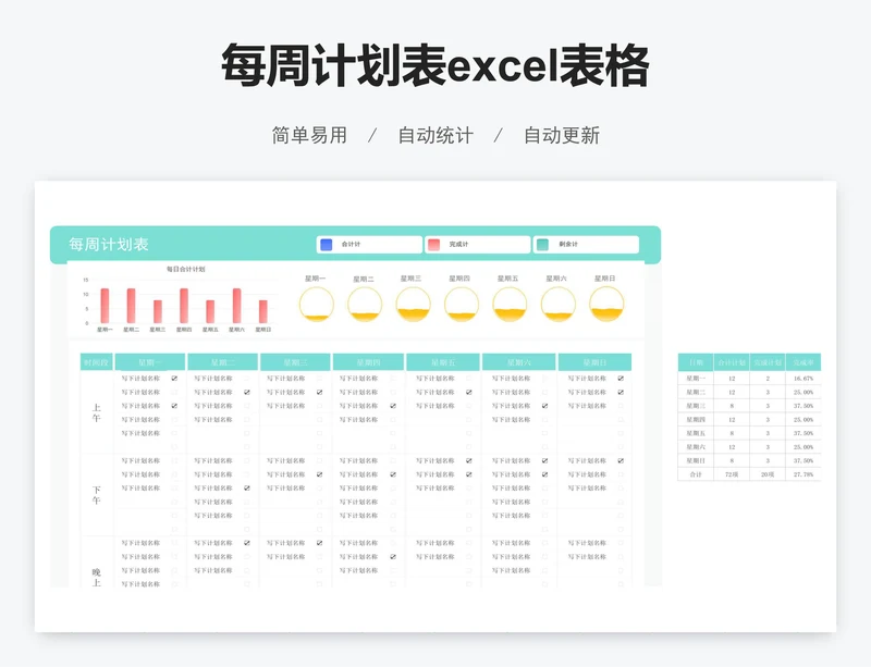 每周计划表excel表格