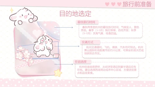 眠眠兔可爱卡通风旅游计划PPT模板