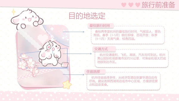 眠眠兔可爱卡通风旅游计划PPT模板