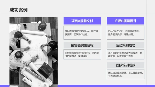 紫色商务风部门月度例会总结PPT模板