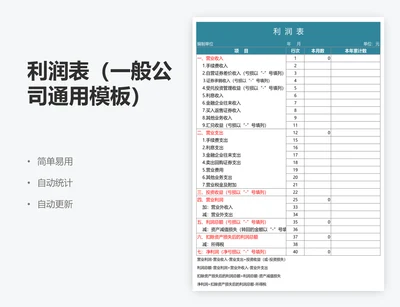 利润表（一般公司通用模板）