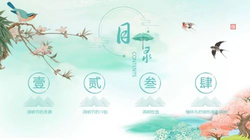 中国古风水墨清明节通用PPT模板