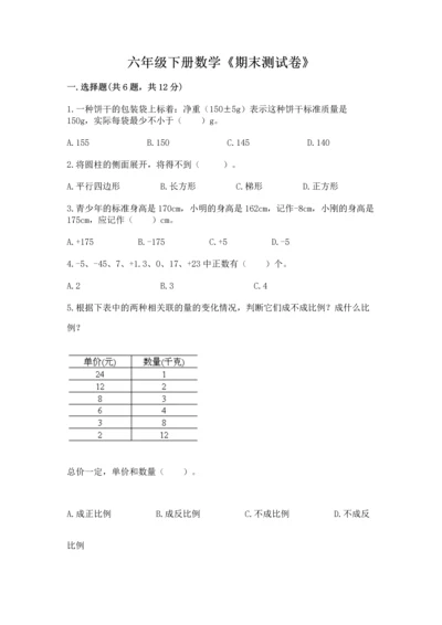 六年级下册数学《期末测试卷》汇编.docx