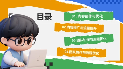 绿色3D风编辑年终总结PPT模板