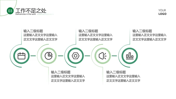 绿色商务风简约总结汇报PPT模板